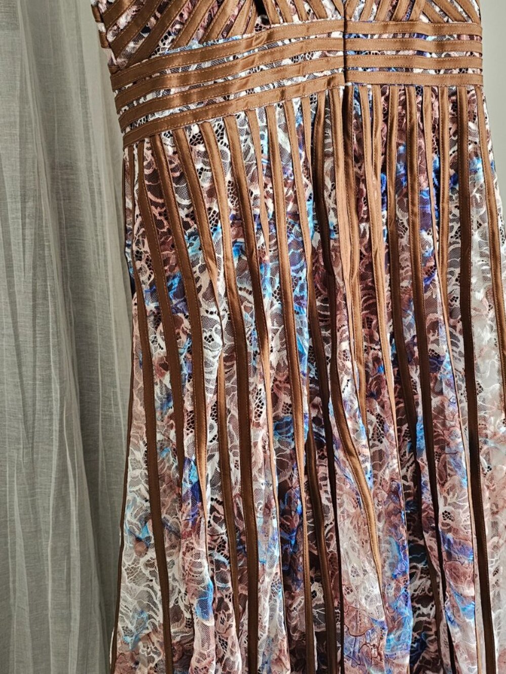 Women's Sleeveless Maxi Lace Wedding Dress Brown Size 2XL NEW - Picture 3 of 3